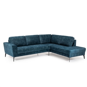 Stamford sofa med Open End - 252 x 209 cm. - Velour stof Adore Petrol